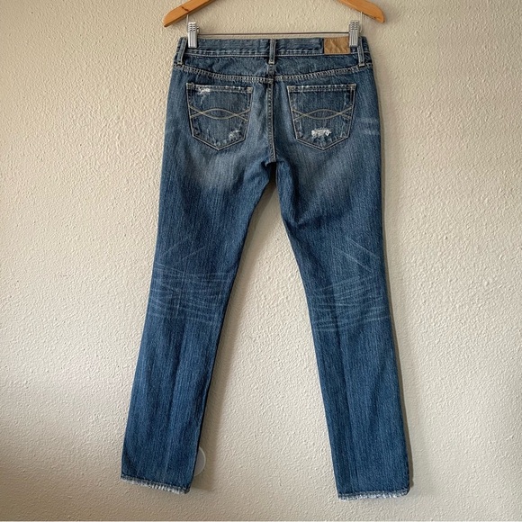 Y2K Abercrombie & Fitch Erin Low Rise Straight Jeans Women’s 2S Blue Whiskering - Picture 10 of 16
